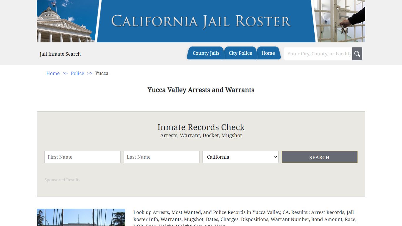 Yucca Valley Arrests and Warrants | Jail Roster Search