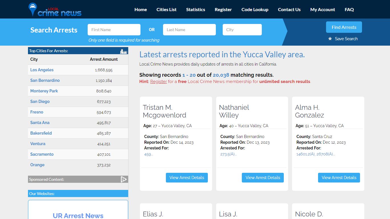 Yucca Valley California Arrest Records | Local Crime News